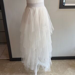 Easel Asymmetrical White Tulle Skirt